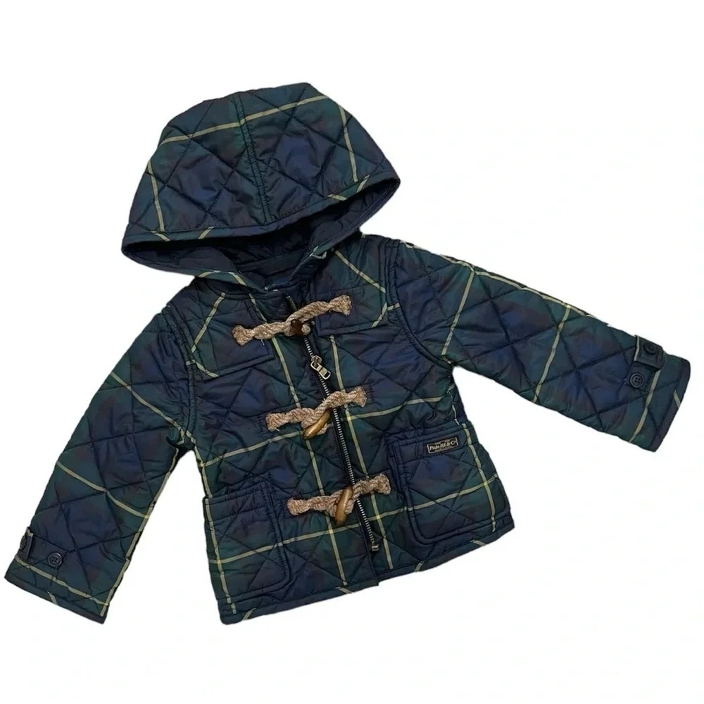 Polo Ralph Lauren Plaid Puffer Quilted Hooded Coat